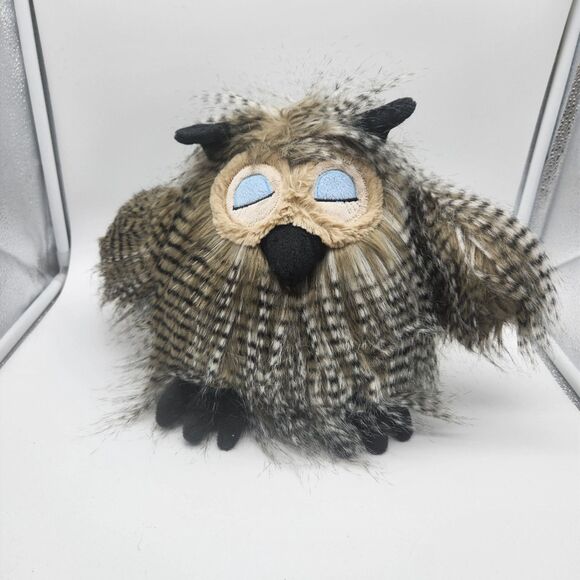 Owl Adventure Planet Plush Stuffed Animal Feathers Blue Closed Eyes - Picture 1 of 7